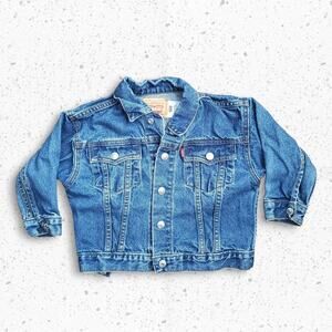 Early Y2k Levis Kids Medium Wash Denim Jacket Sz 2T